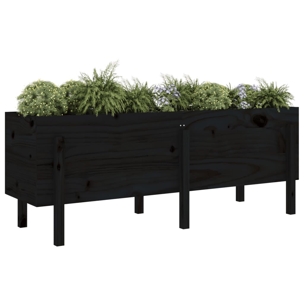 Vidaxl plantenbak verhoogd 160x50x57 cm massief grenenhout zwart