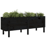 Vidaxl plantenbak verhoogd 160x50x57 cm massief grenenhout zwart