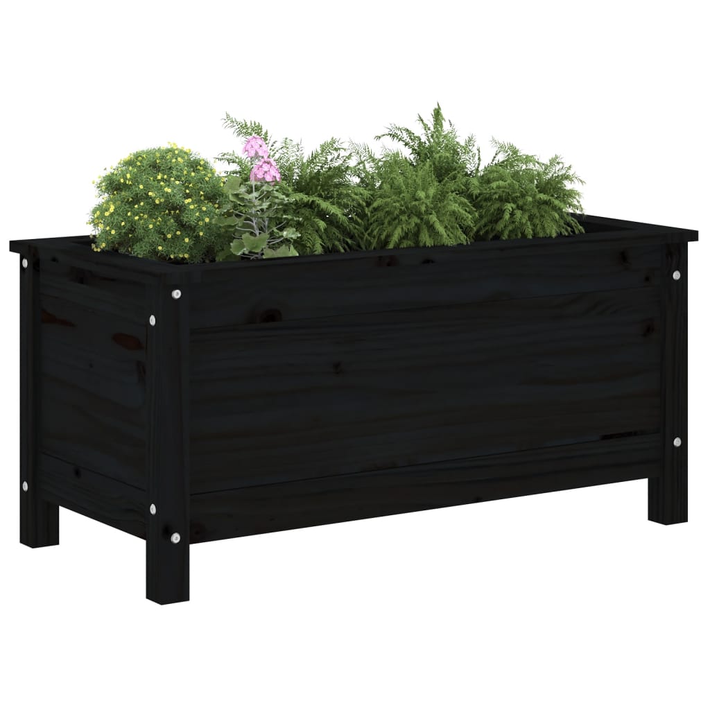 VidaXL Plantenbak 82,5x40x39 cm massief grenenhout zwart