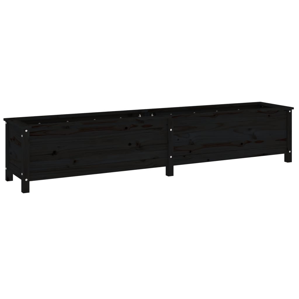 VidaXL Plantenbak verhoogd 199,5x40x39 cm massief grenenhout zwart