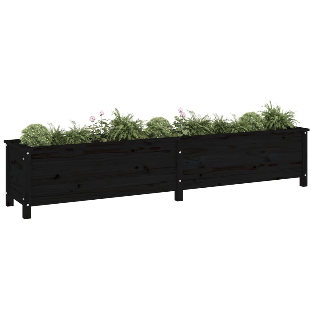 VidaXL Plantenbak verhoogd 199,5x40x39 cm massief grenenhout zwart