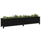 VidaXL Plantenbak verhoogd 199,5x40x39 cm massief grenenhout zwart