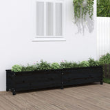 VidaXL Plantenbak verhoogd 199,5x40x39 cm massief grenenhout zwart