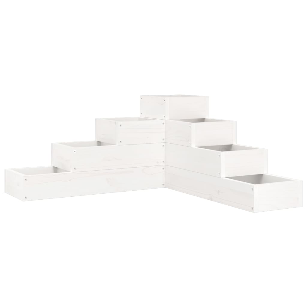 VidaXL Plantenbak 4-laags 80,5x79x36 cm massief grenenhout wit