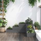 VidaXL Plantenbak 4-laags 80,5x79x36 cm massief grenenhout grijs