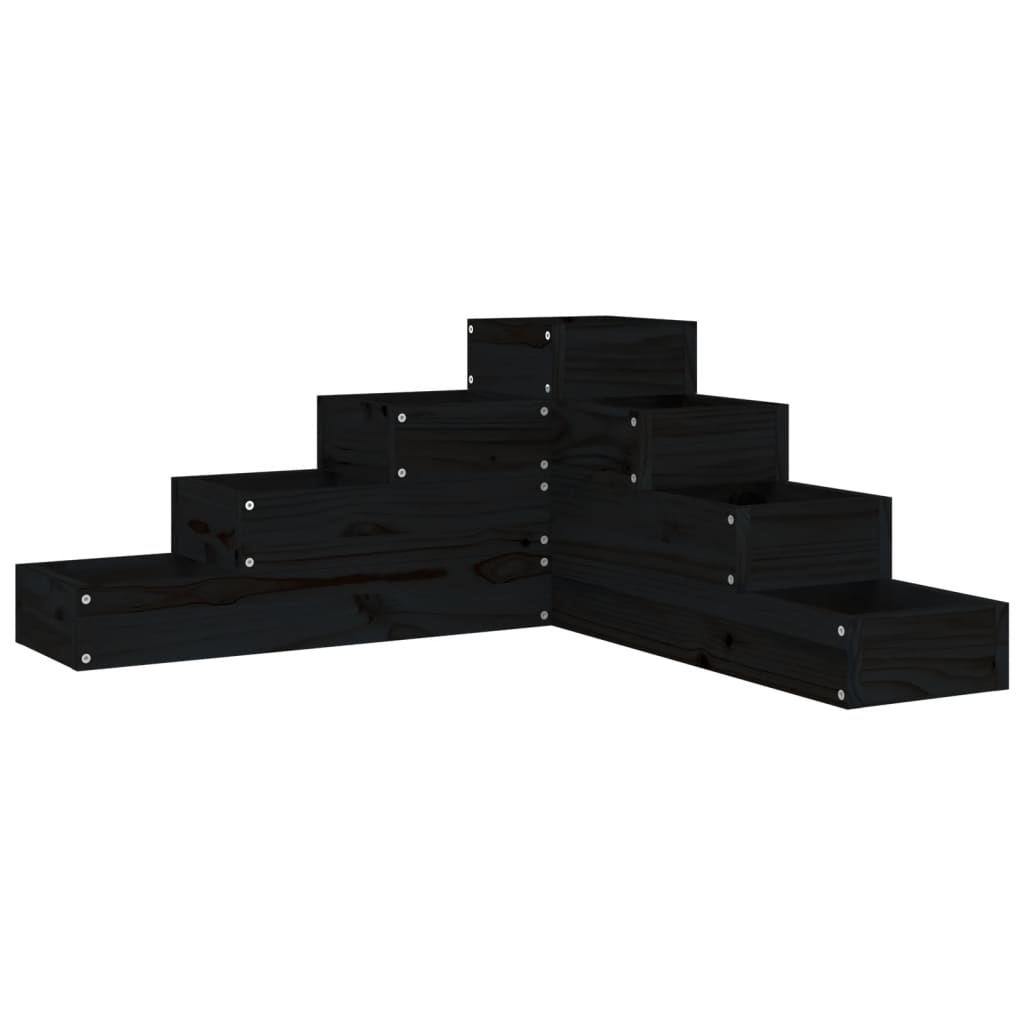 VidaXL Plantenbak 4-laags 80,5x79x36 cm massief grenenhout zwart