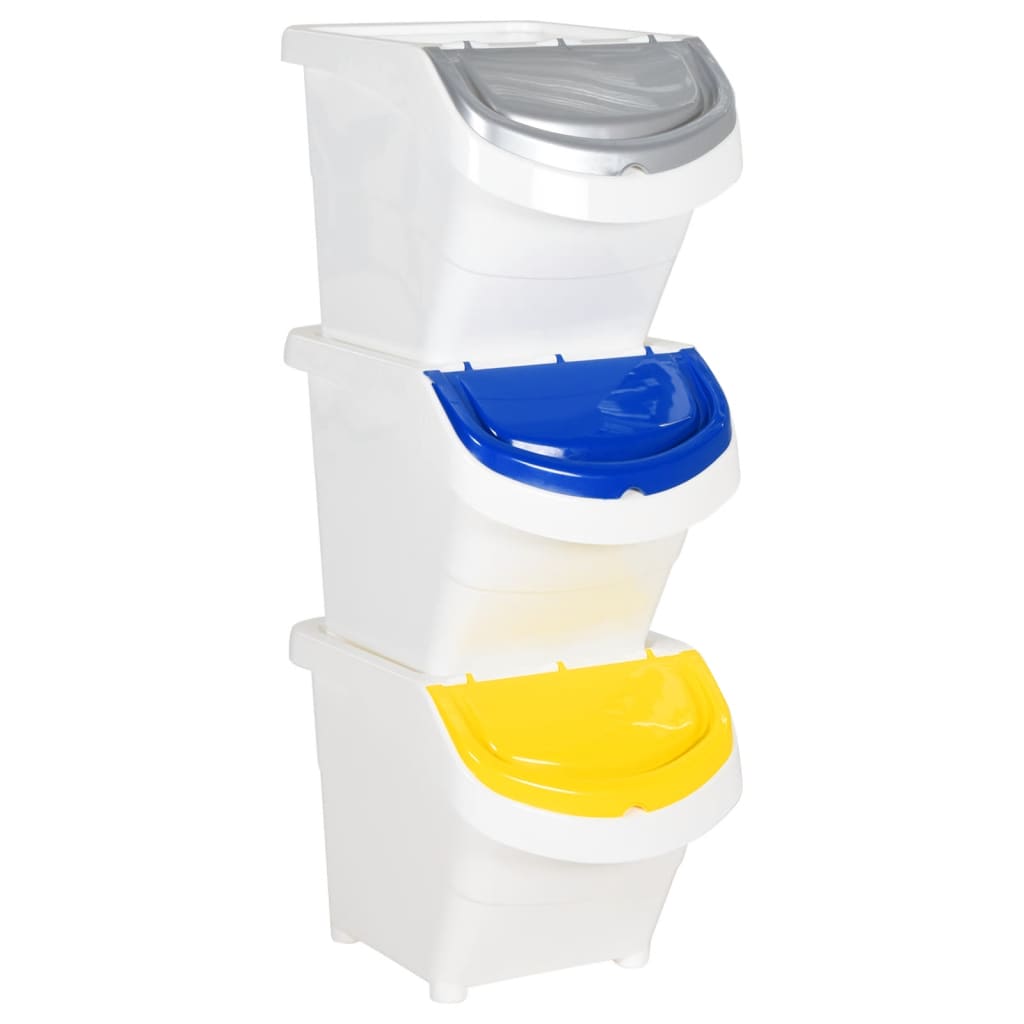 Vidaxl afvalbakken met deksels stapelbaar 3 st pp 78 l wit