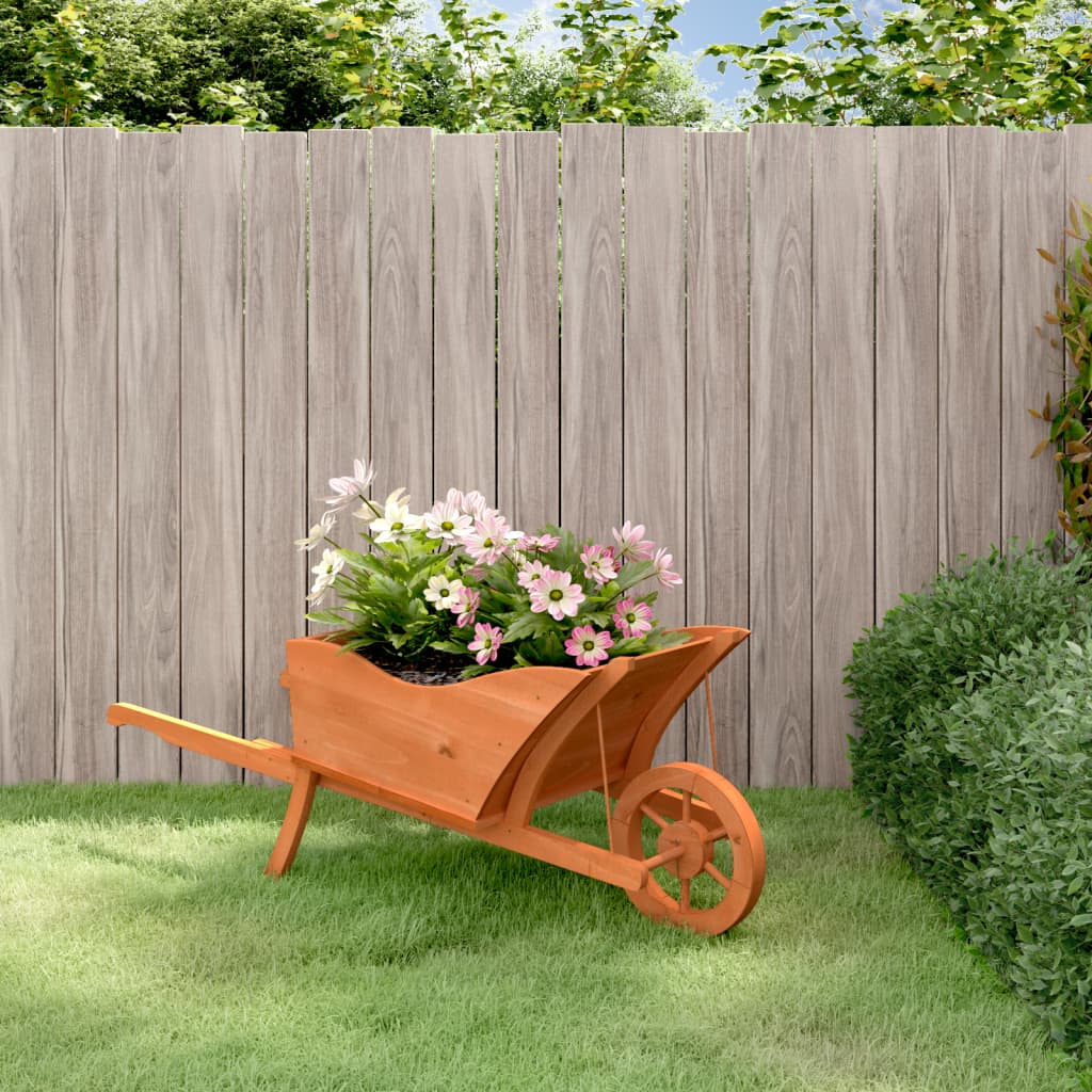 Vidaxl plantenbak kruiwagen 128x45,5x43 cm massief vurenhout