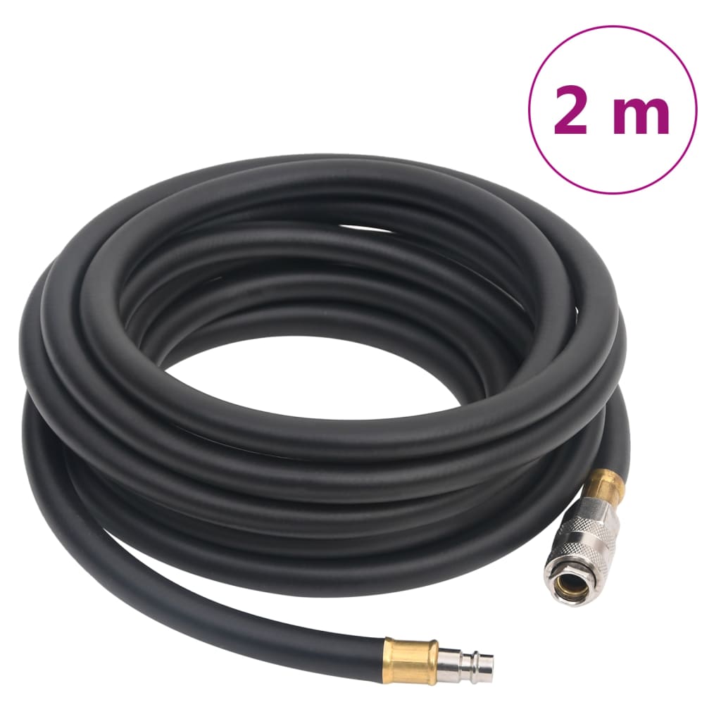 VidaXL Luchtslang hybride 0,6'' 2 m rubber en pvc zwart