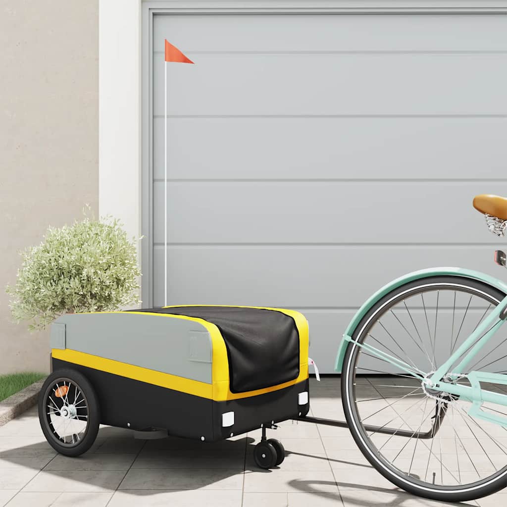 Vidaxl fietstrailer 45 kg ijzer zwart en geel