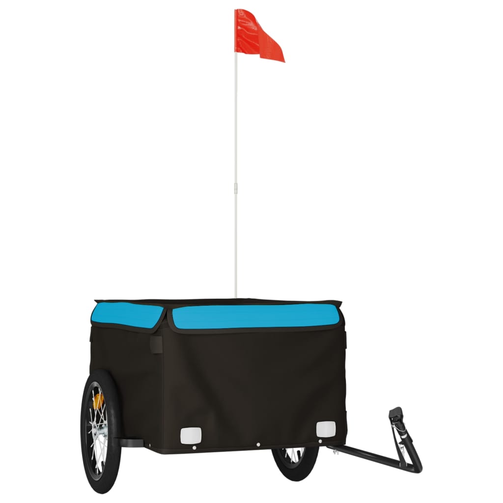 Vidaxl fietstrailer 45 kg ijzer zwart en blauw
