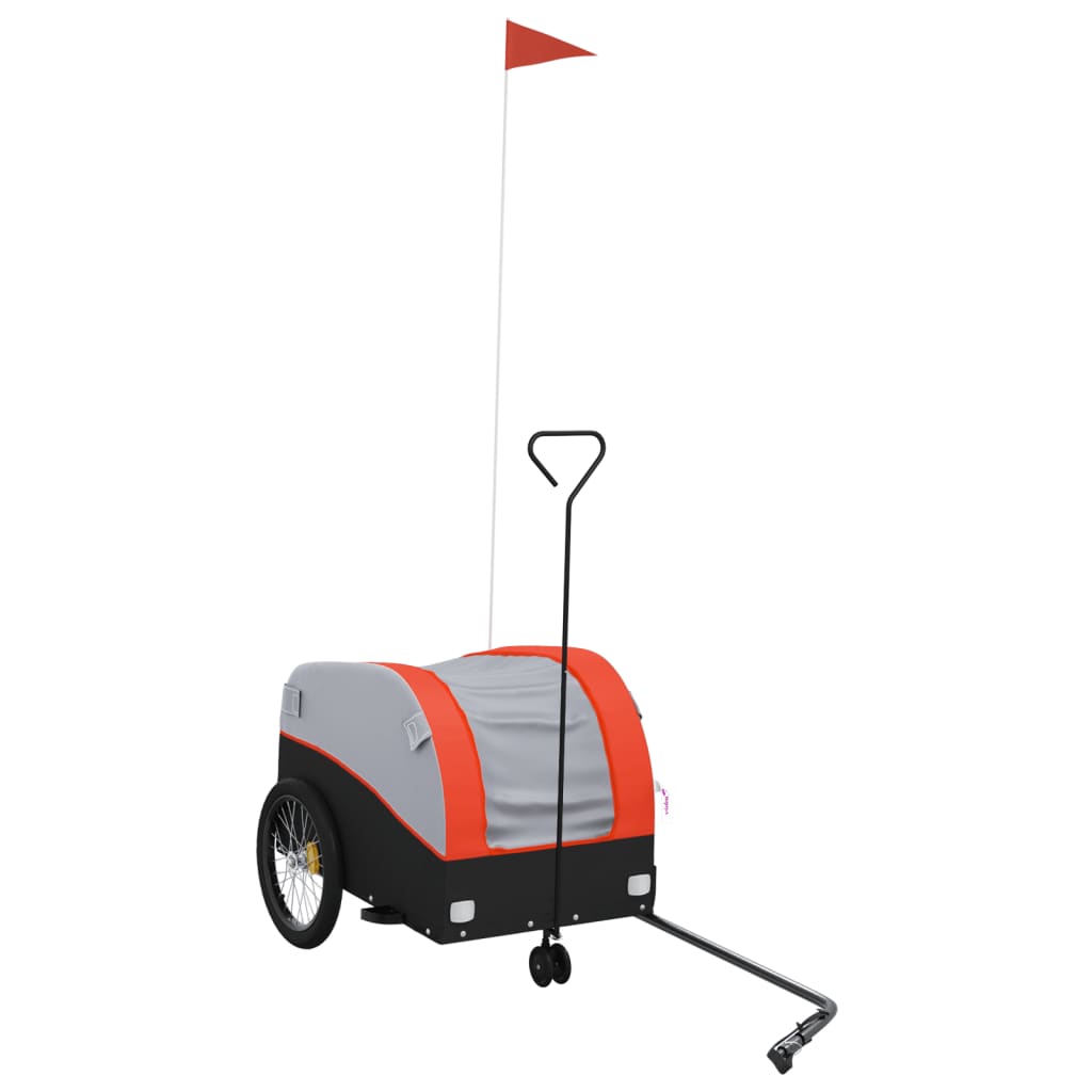 Vidaxl fietstrailer 30 kg ijzer zwart en oranje
