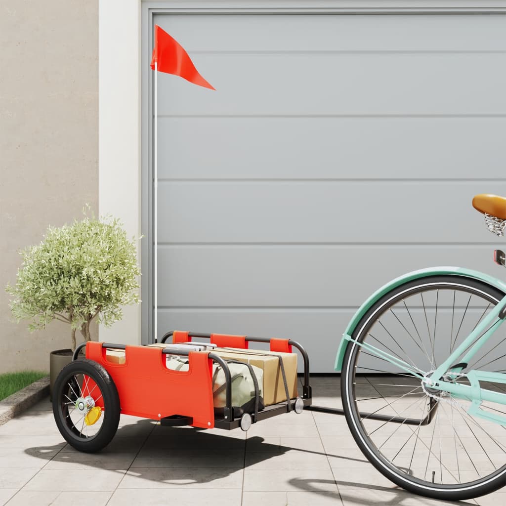 Vidaxl fietstrailer oxford stof en ijzer oranje