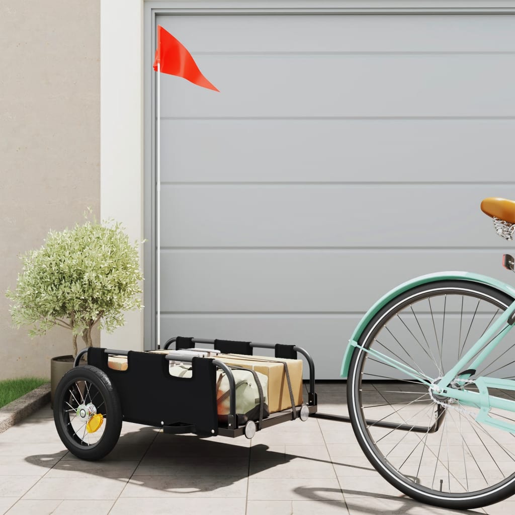 Vidaxl fietstrailer oxford stof en ijzer zwart