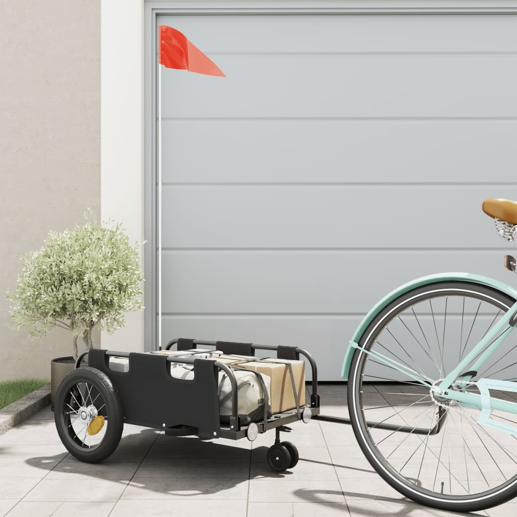 Vidaxl fietstrailer oxford stof en ijzer zwart