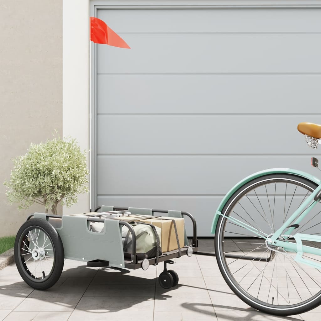 Vidaxl fietstrailer oxford stof en ijzer grijs