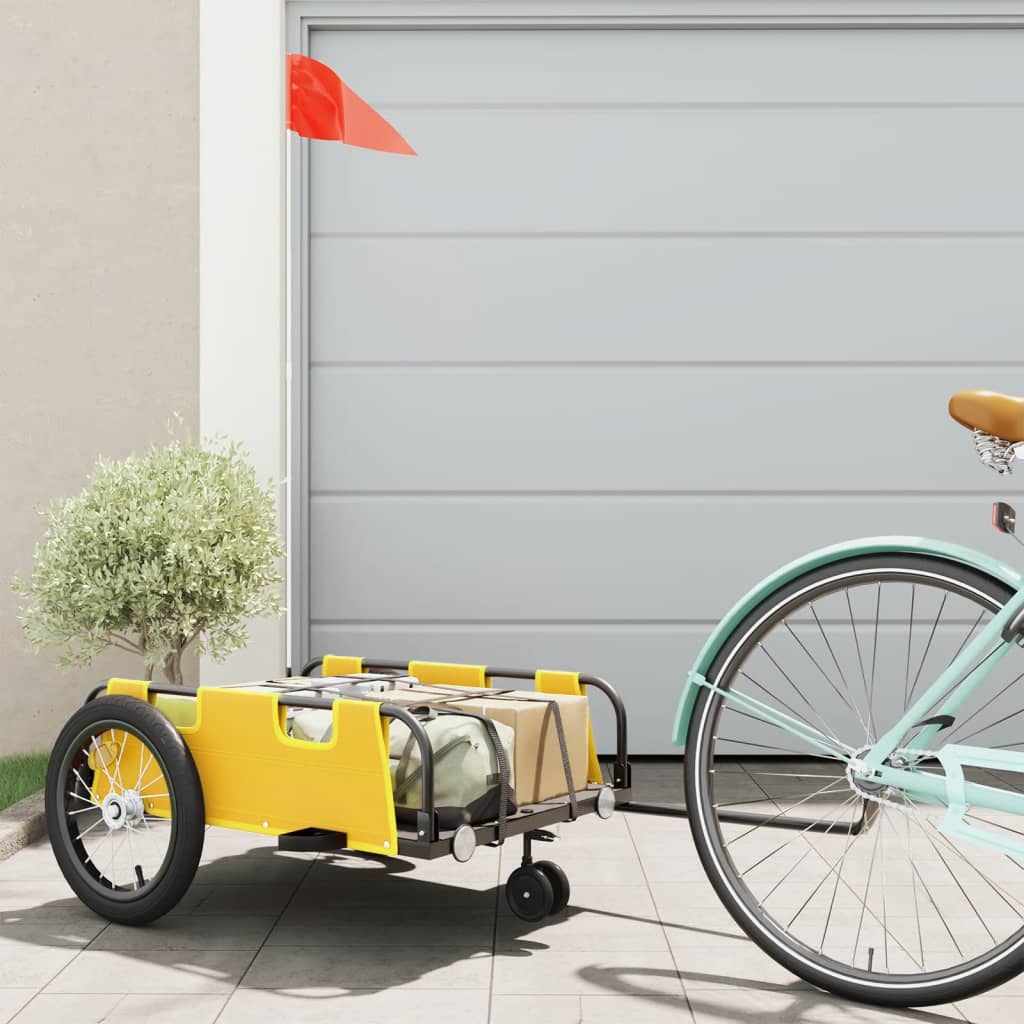 Vidaxl fietstrailer oxford stof en ijzer geel