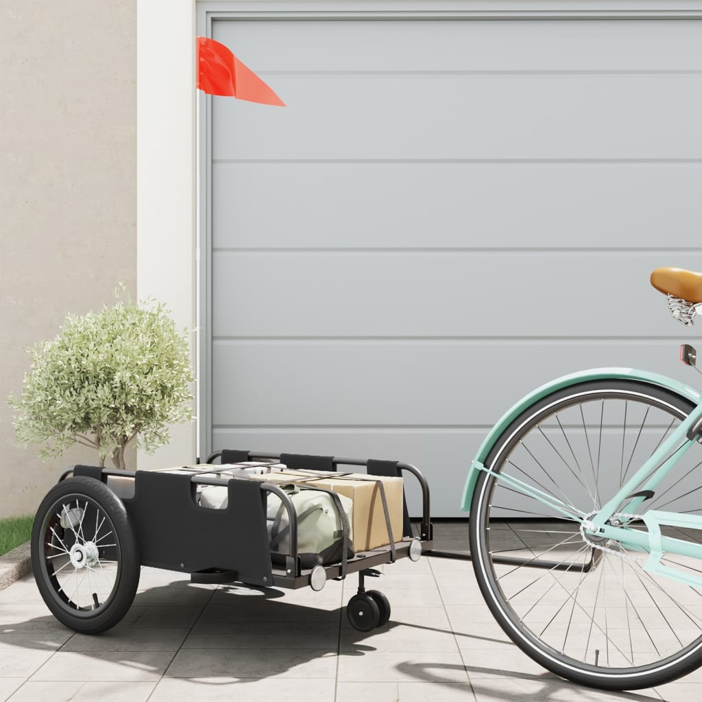 Vidaxl fietstrailer oxford stof en ijzer zwart