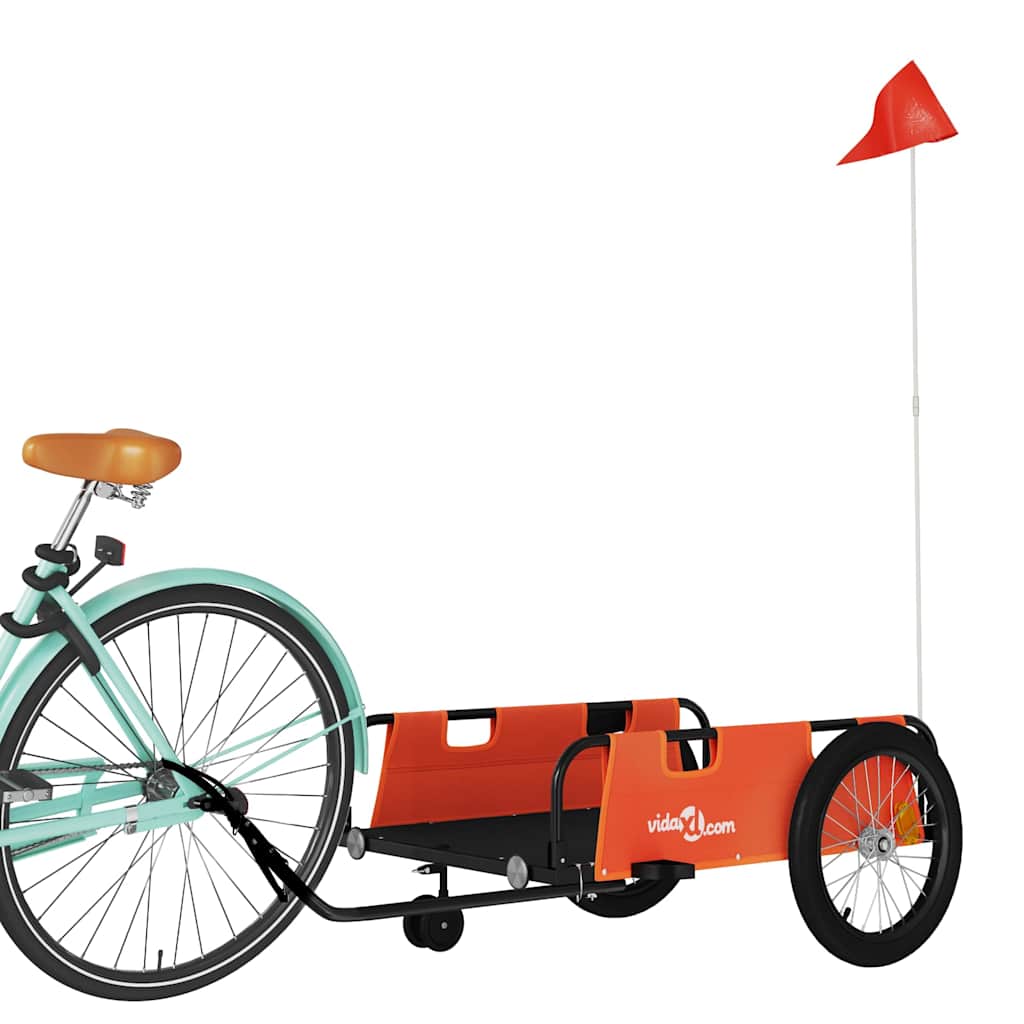 Vidaxl fietstrailer oxford stof en ijzer oranje en zwart
