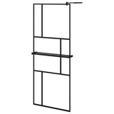 VidaXL Inloopdouchewand met schap 80x195 cm ESG-Glas aluminium zwart
