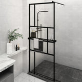 VidaXL Inloopdouchewand met schap 80x195 cm ESG-Glas aluminium zwart