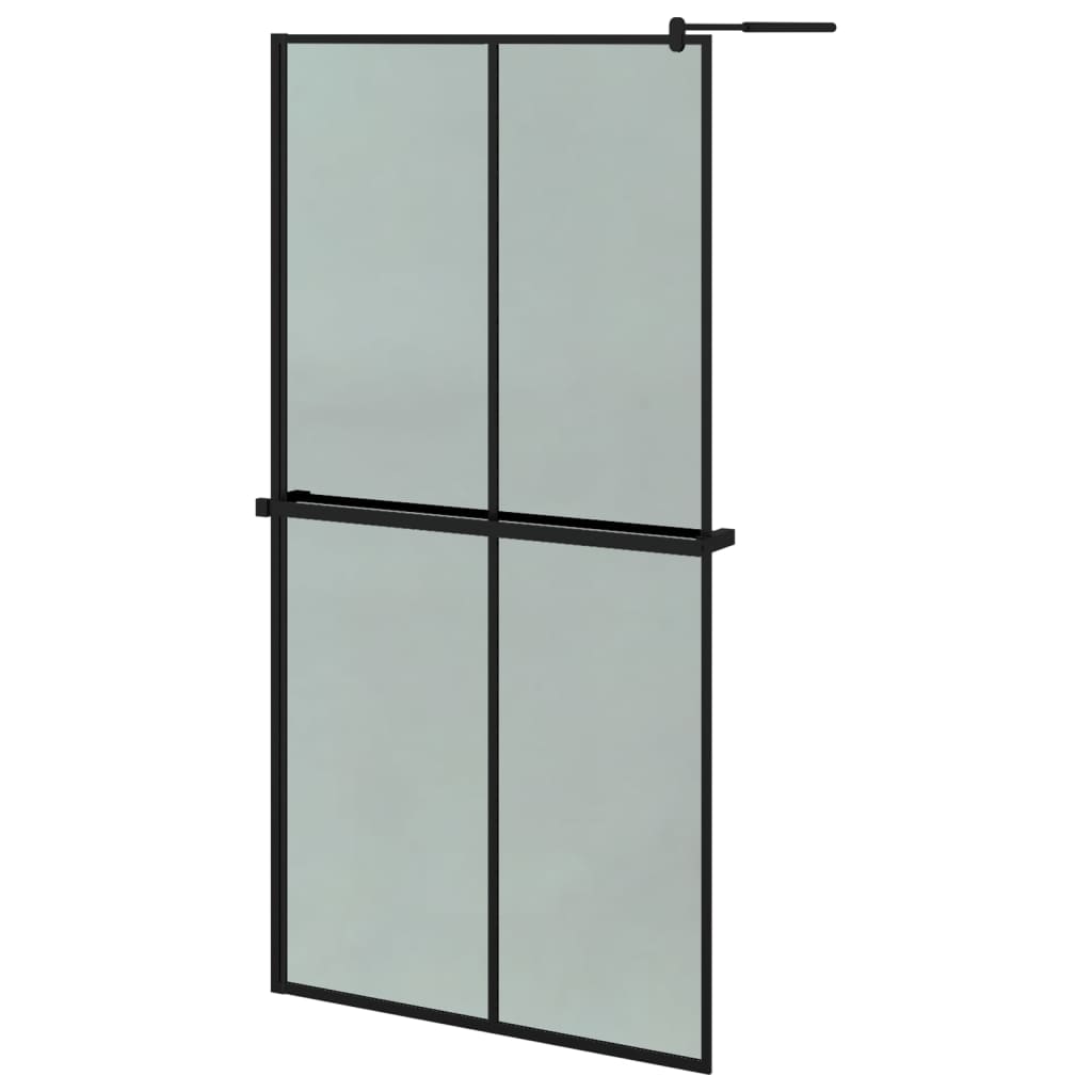 VidaXL Inloopdouchewand met schap 100x195 cm ESG-glas aluminium zwart