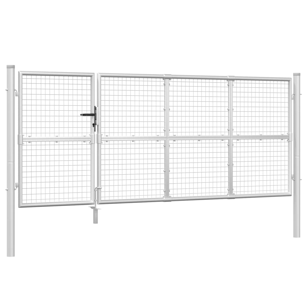 VidaXL Tuinpoort 350x175 cm gaas en gegalvaniseerd staal zilverkleur