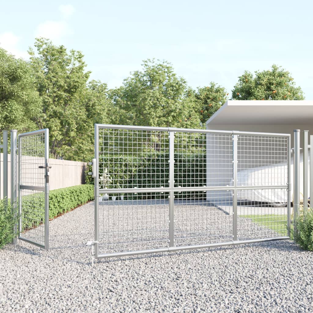 VidaXL Tuinpoort 350x175 cm gaas en gegalvaniseerd staal zilverkleur