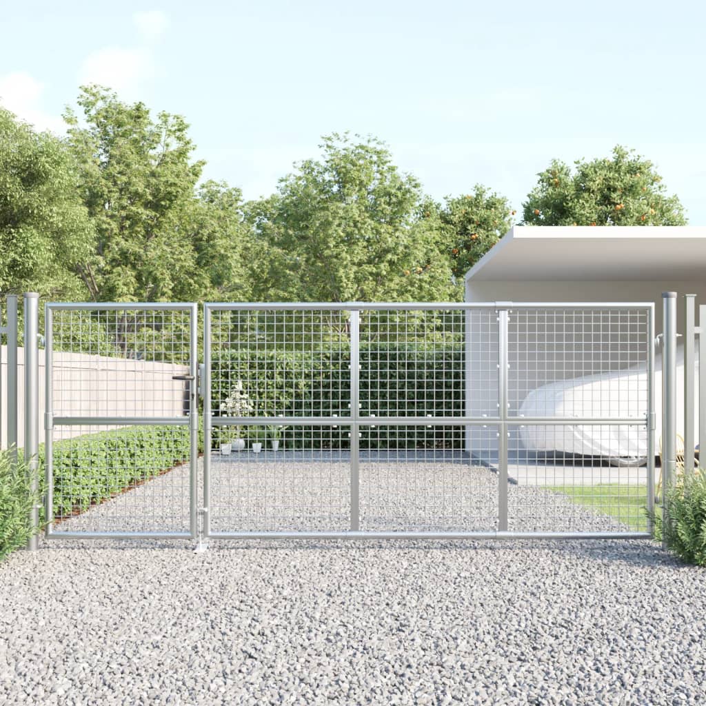 VidaXL Tuinpoort 350x175 cm gaas en gegalvaniseerd staal zilverkleur