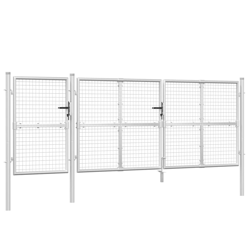 VidaXL Tuinpoort 400x175 cm gaas en gegalvaniseerd staal zilverkleurig