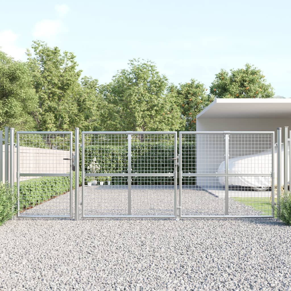 VidaXL Tuinpoort 400x175 cm gaas en gegalvaniseerd staal zilverkleurig