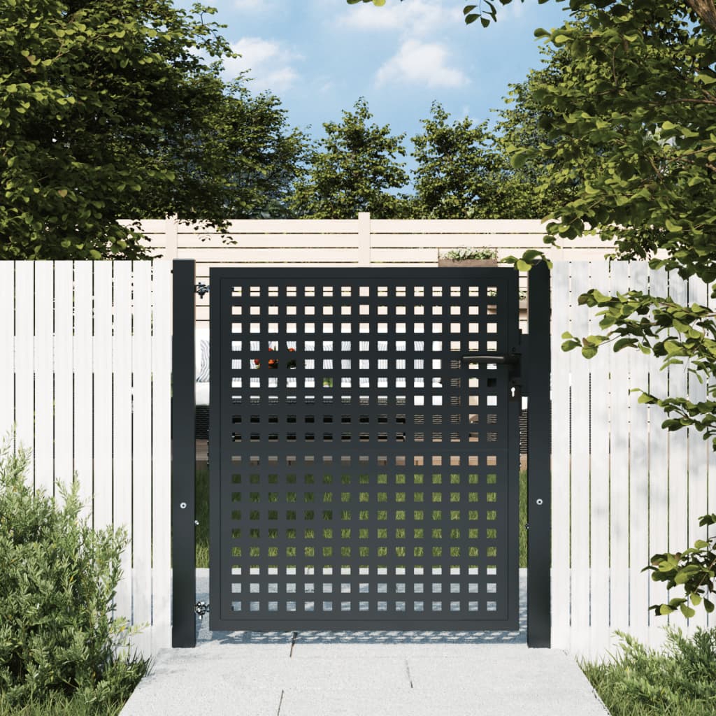 VidaXL Poort 105x150 cm staal antracietkleurig