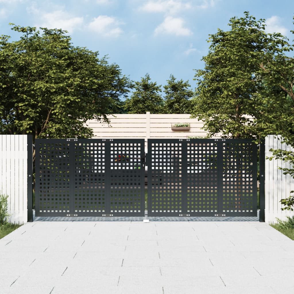VidaXL Poort 300x125 cm staal antracietkleurig