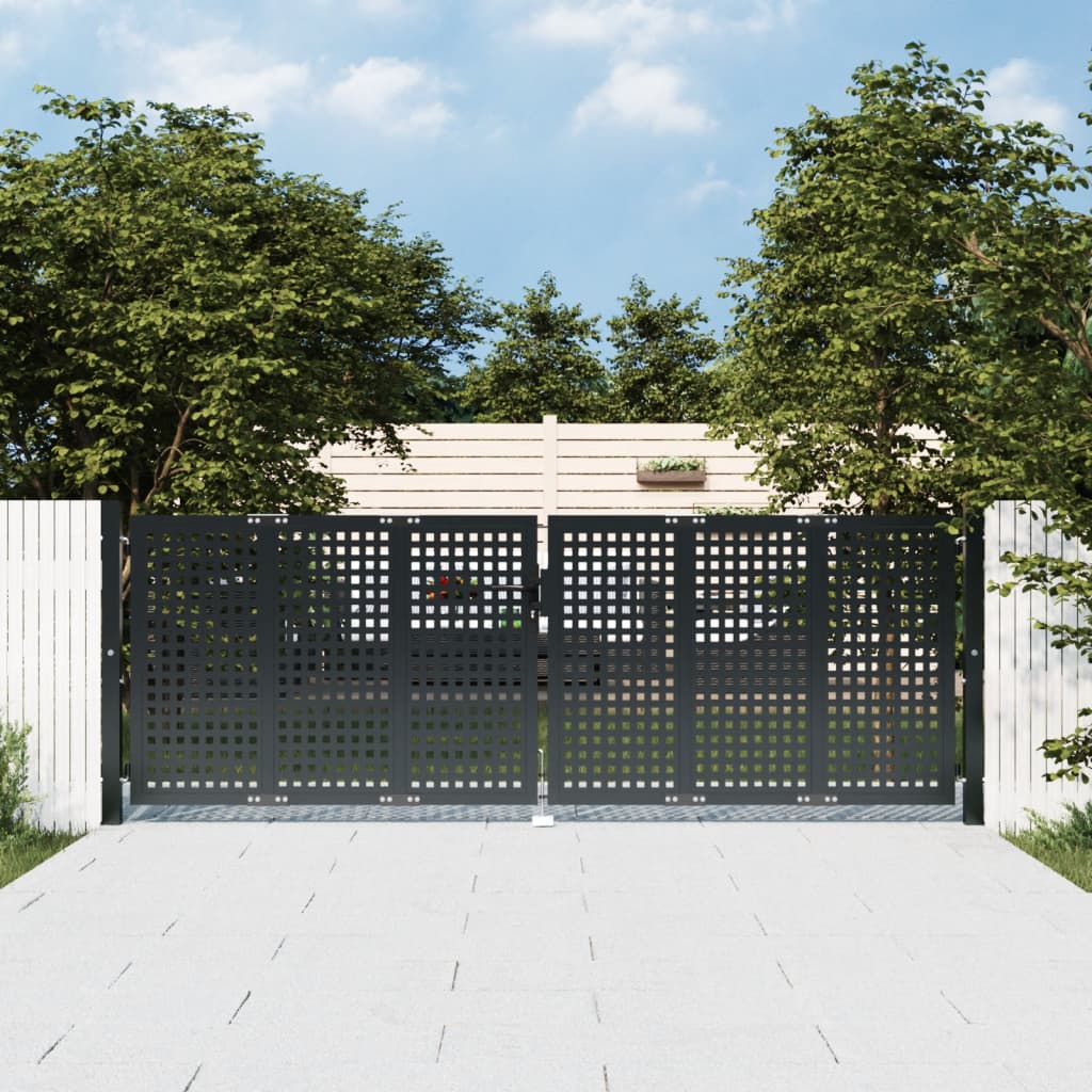 VidaXL Poort 300x150 cm staal antracietkleurig