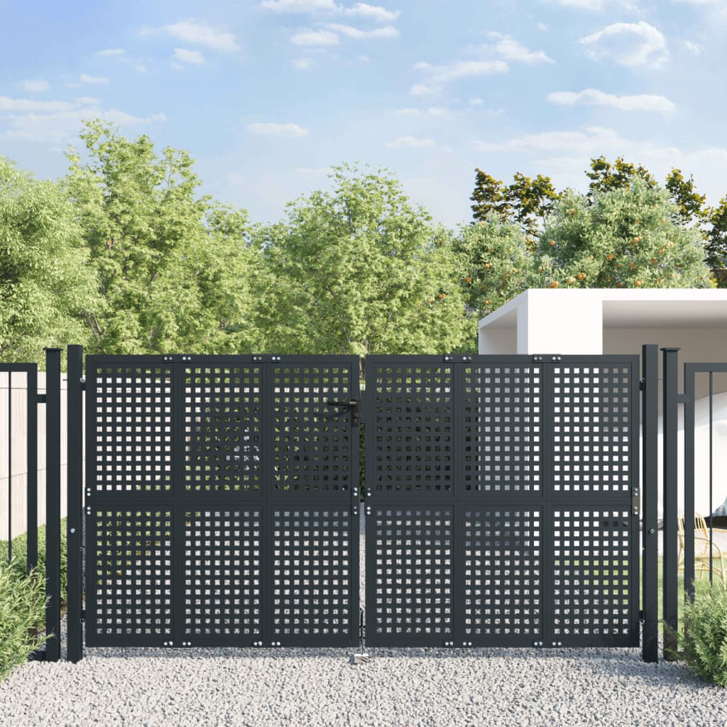 VidaXL Poort 300x175 cm staal antracietkleurig