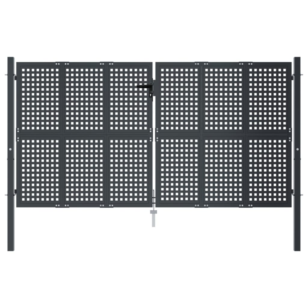 VidaXL Poort 300x150 cm staal antracietkleurig