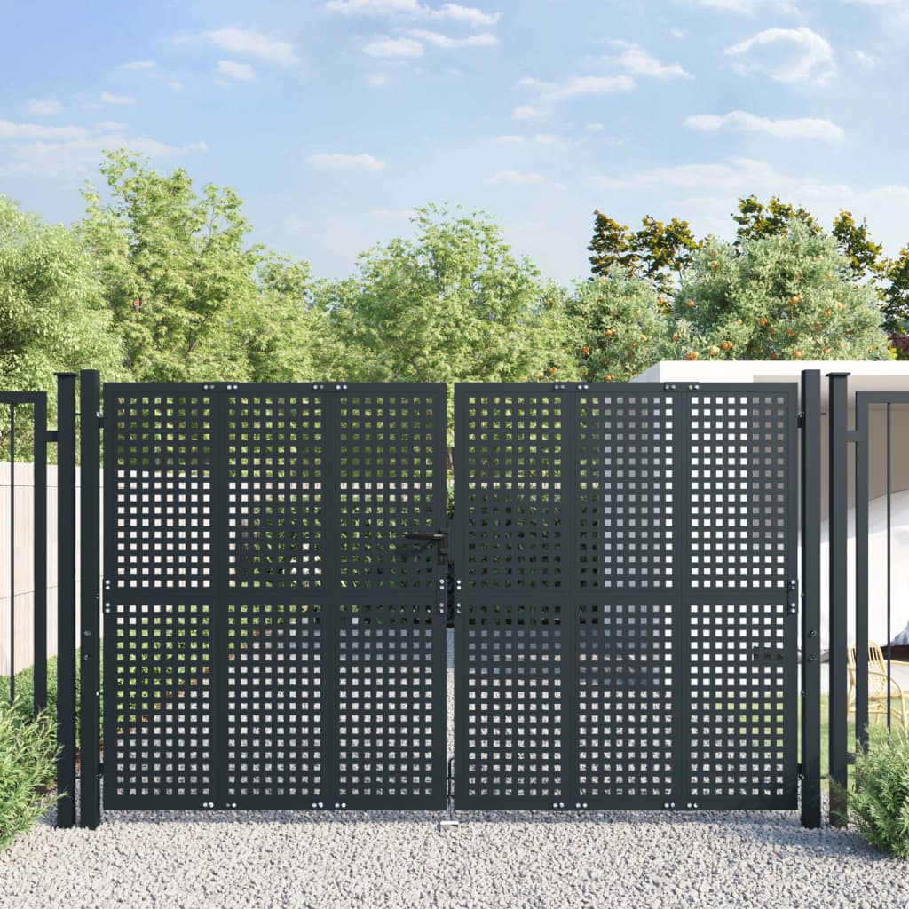 VidaXL Poort 300x175 cm staal antracietkleurig