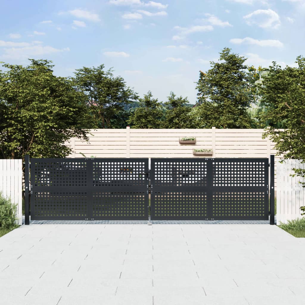 VidaXL Poort 400x150 cm staal antracietkleurig
