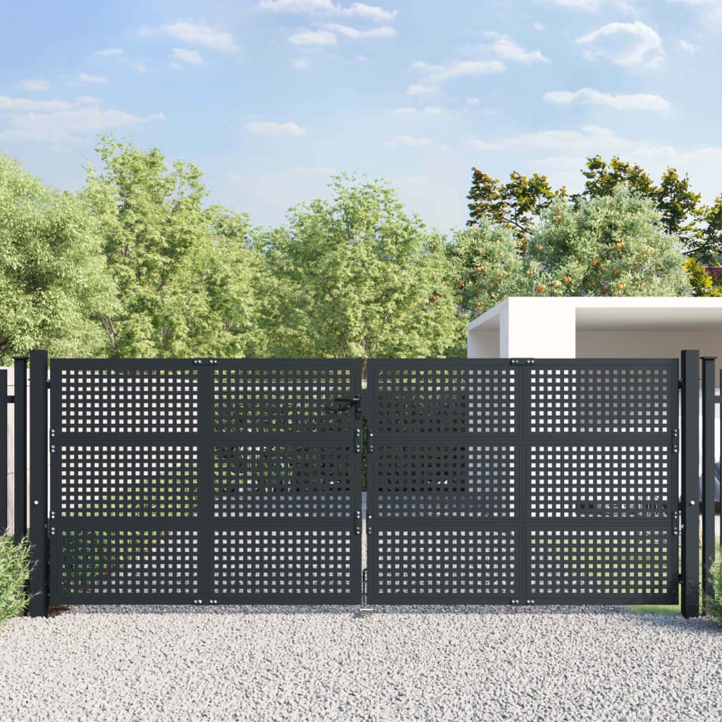 VidaXL Poort 400x175 cm staal antracietkleurig