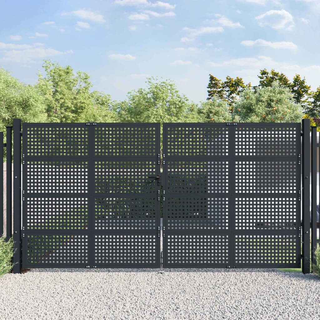 VidaXL Poort 400x225 cm staal antracietkleurig