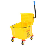 Vidaxl dweilemmer met wringer en wielen 36 l polypropeen geel