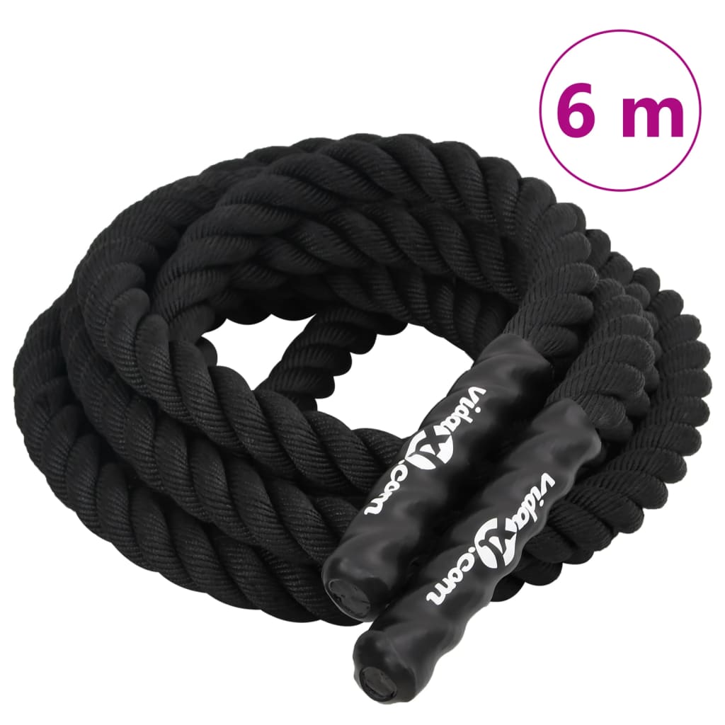 Vidaxl battle rope zwart 6 m 4,5 kg polyester