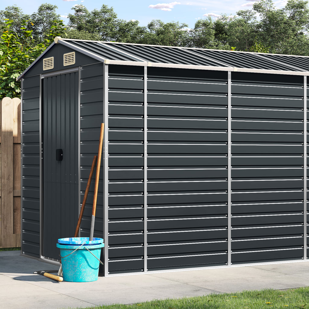VidaXL Tuinschuur 191x470x198 cm gegalvaniseerd staal antracietkleurig