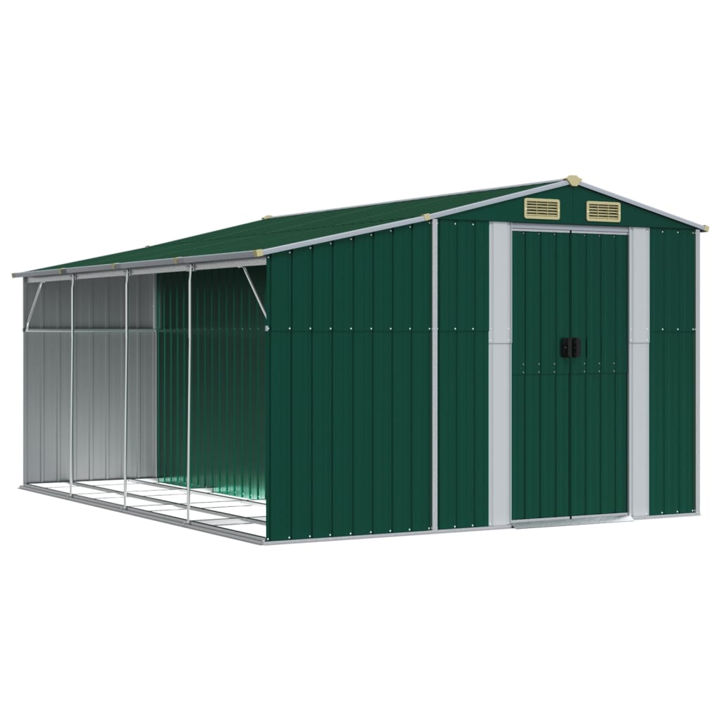 VidaXL Tuinschuur 277x365,5x179 cm gegalvaniseerd staal groen