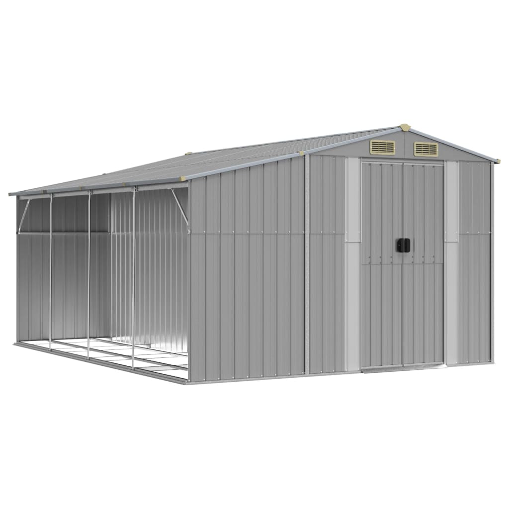VidaXL Tuinschuur 277x365,5x179 cm gegalvaniseerd staal grijs
