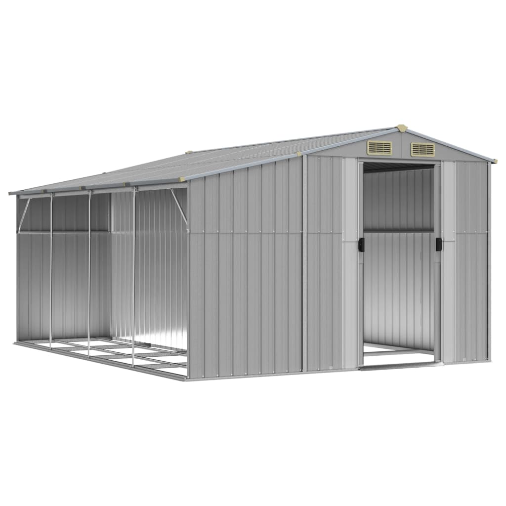 VidaXL Tuinschuur 277x365,5x179 cm gegalvaniseerd staal grijs