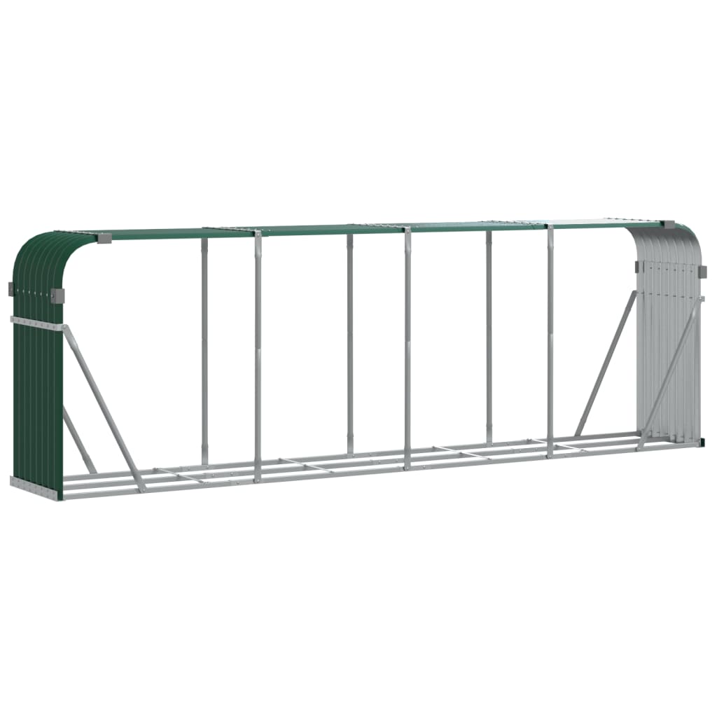Vidaxl haardhoutopslag 300x45x100 cm gegalvaniseerd staal groen