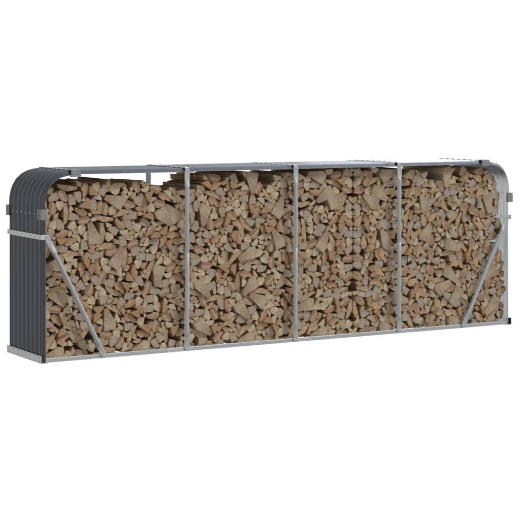 Vidaxl haardhoutopslag 300x45x100 cm gegalvaniseerd staal antraciet