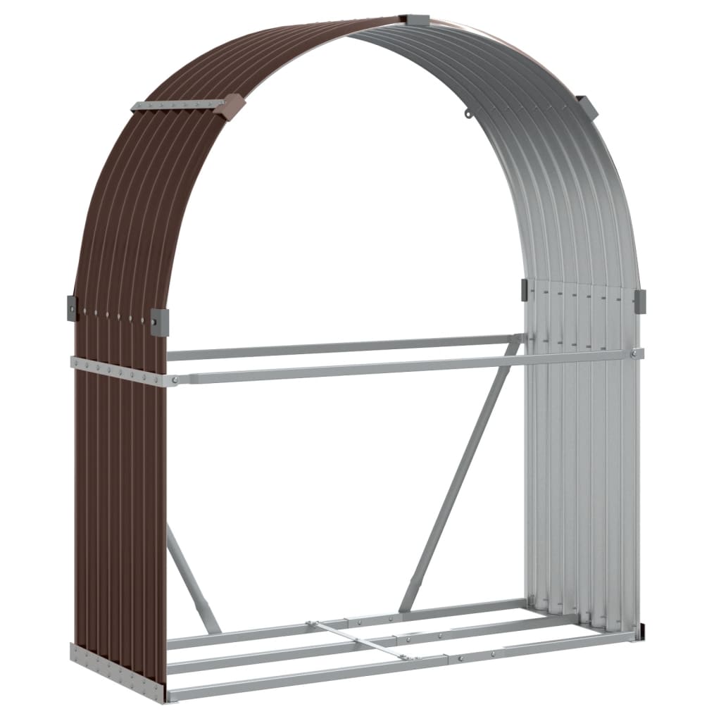 Vidaxl haardhoutopslag 120x45x140 cm gegalvaniseerd staal bruin
