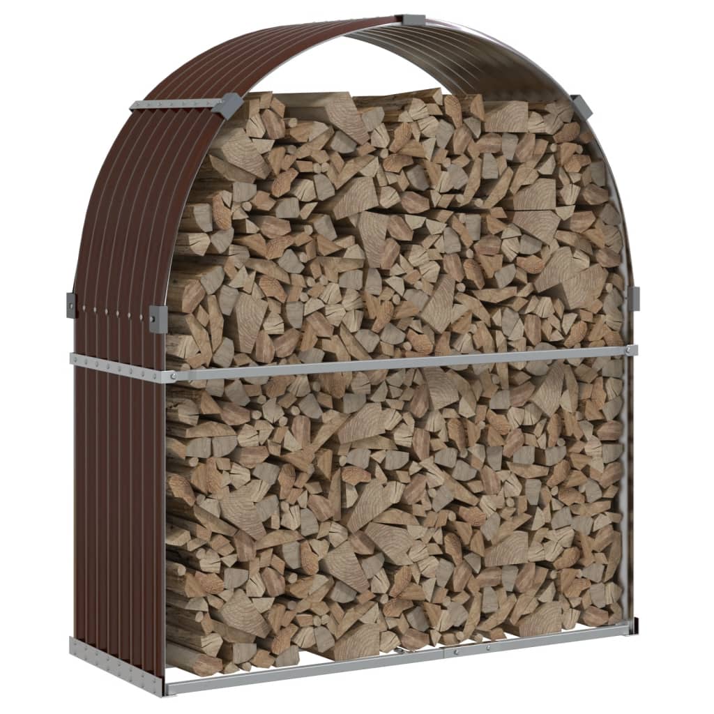 Vidaxl haardhoutopslag 120x45x140 cm gegalvaniseerd staal bruin